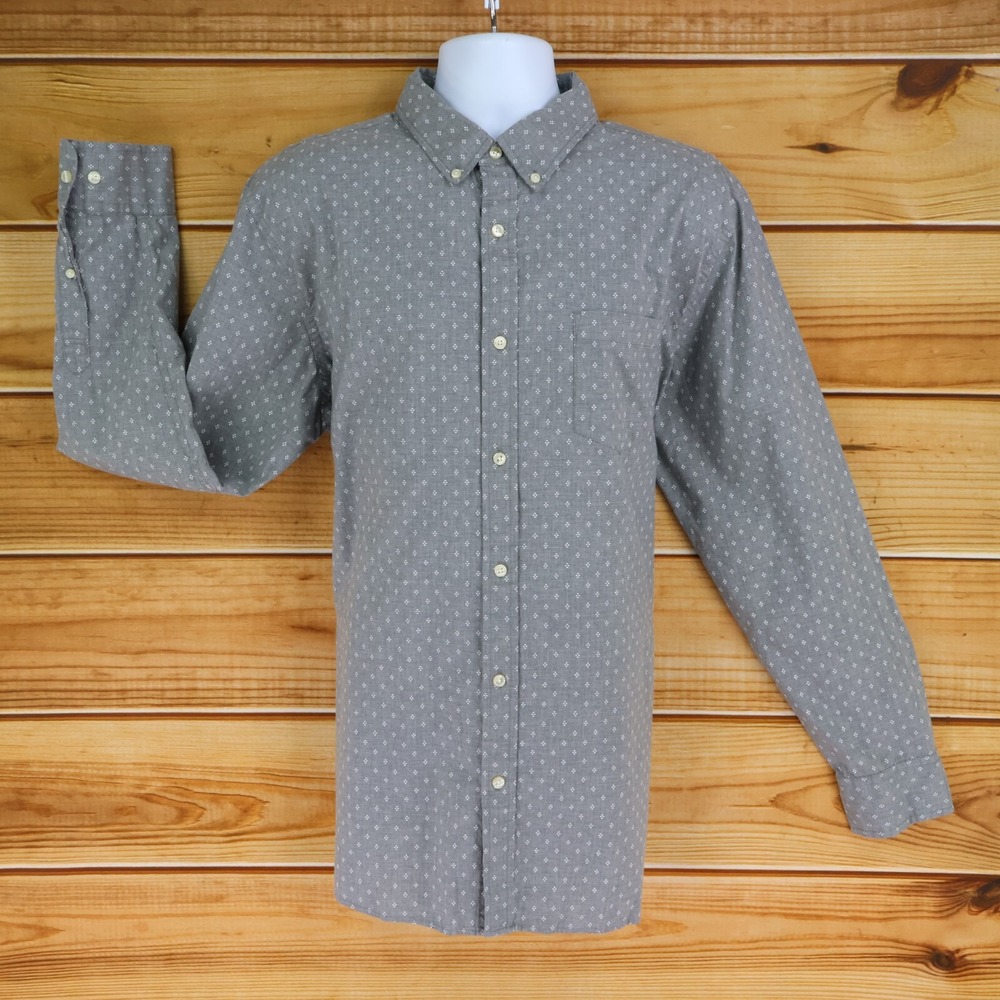 Sonoma Shirt Casual Button Down Collar Mens Sz XL Gray White Accents Long Sleeve